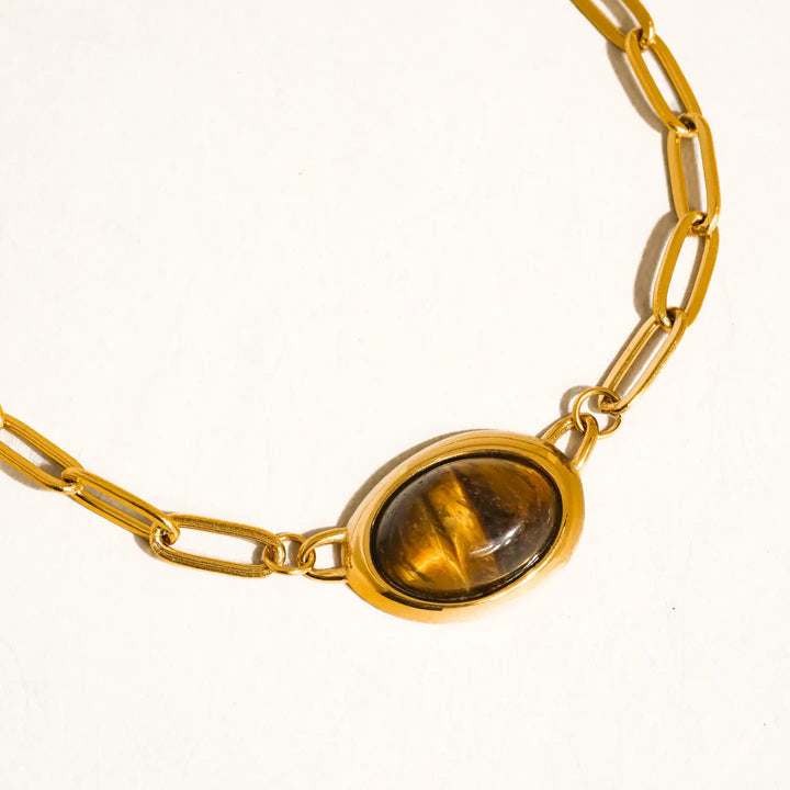 Shay Oval Stone Chain Necklace