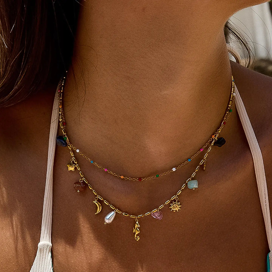 Ninah Seahorse Charm Layered Necklace