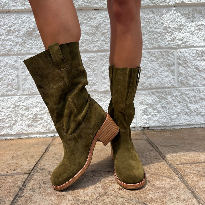 Jeffrey Campbell Camping Boot in Olive Suede