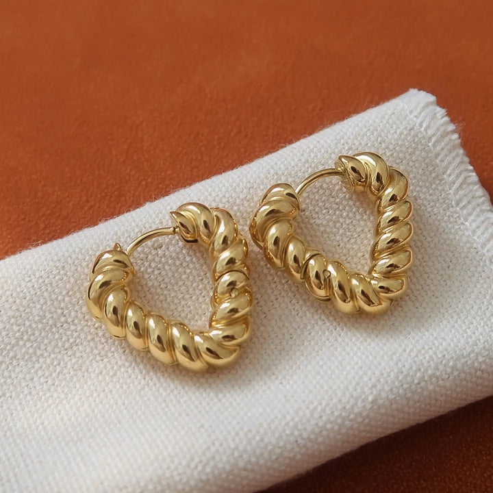 Prudence Twisted Heart Hoop Earrings
