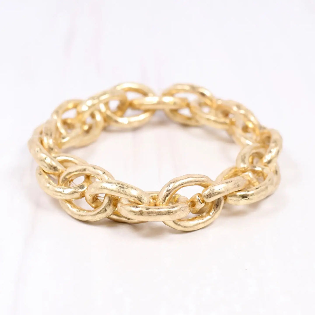 Brooke Stretch Bracelet Worn Gold