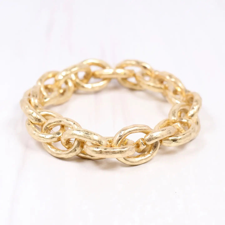 Brooke Stretch Bracelet Worn Gold