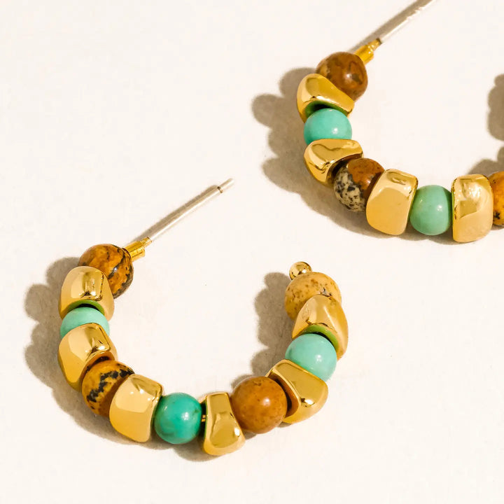 Noisette Boho Beaded Hoop Earrings