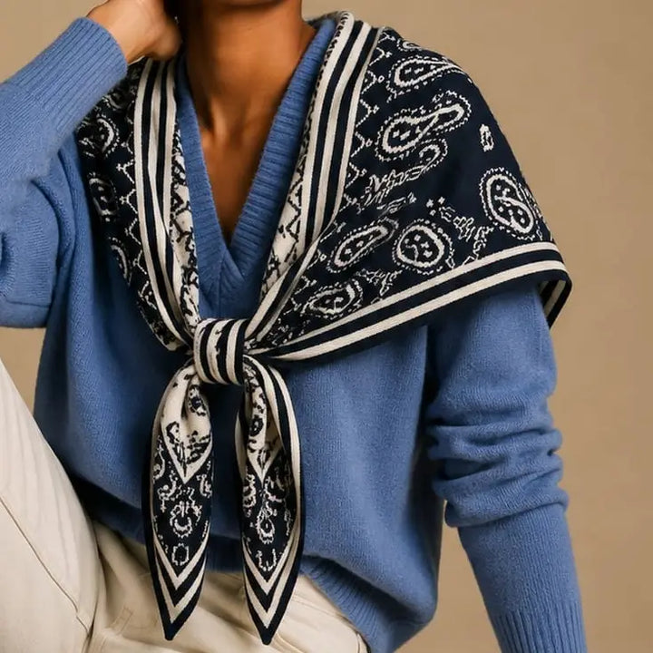 Hazel Paisley Knit Triangle Scarf