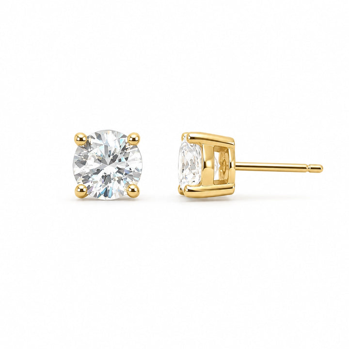 Round Cut Cz Stud Earrings