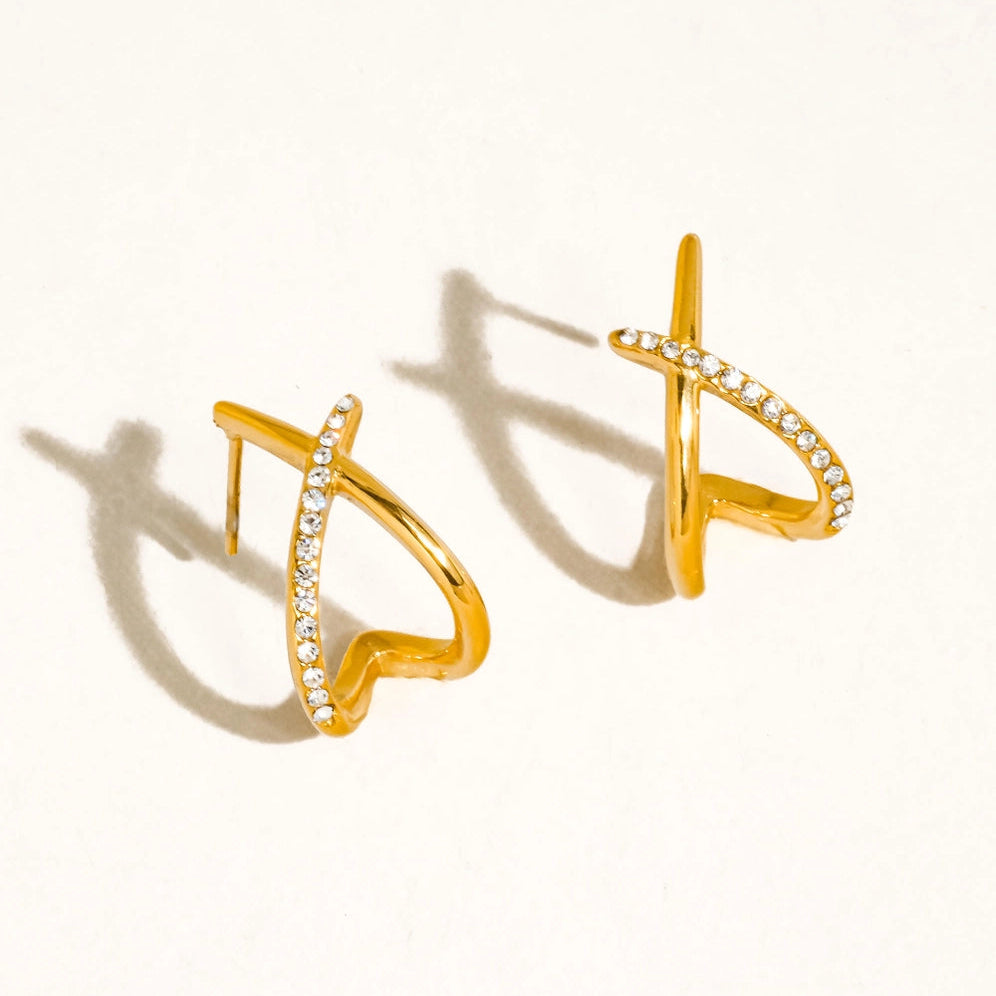 Echo Cz Crossover Earrings