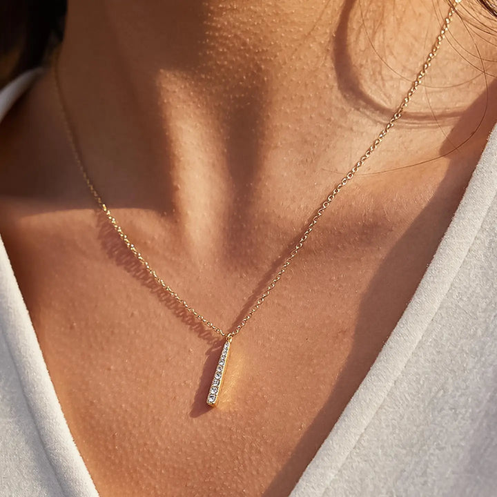 Breslin Cz Vertical Bar Necklace