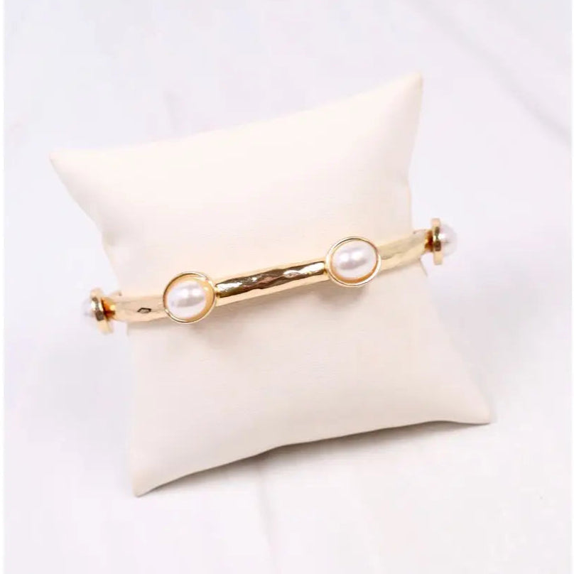 Piers Stretch Bracelet in Pearl Gold
