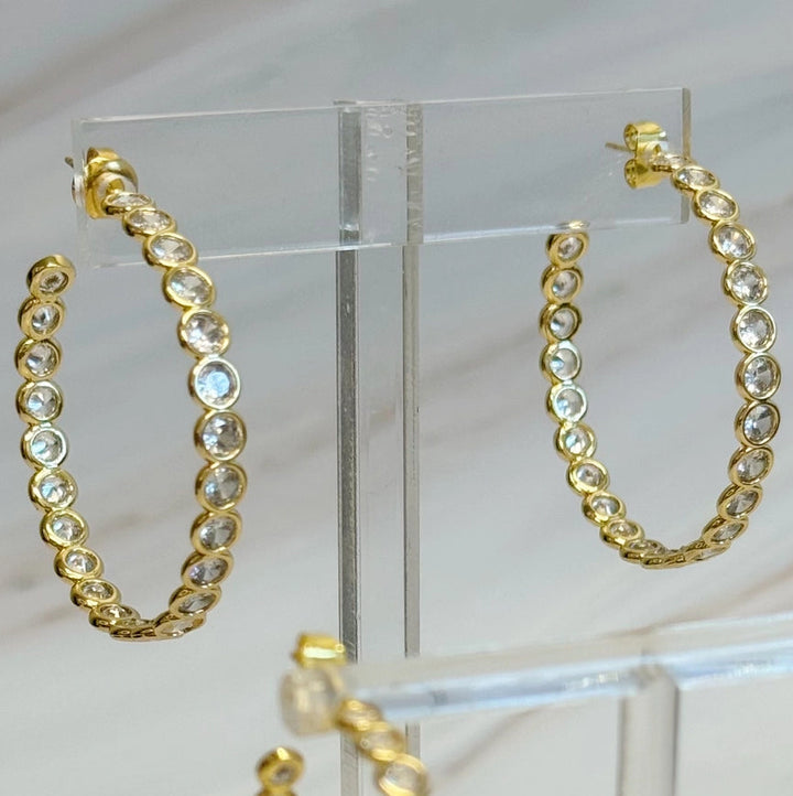 Floating Bezel Crystal Hoop 1.2"