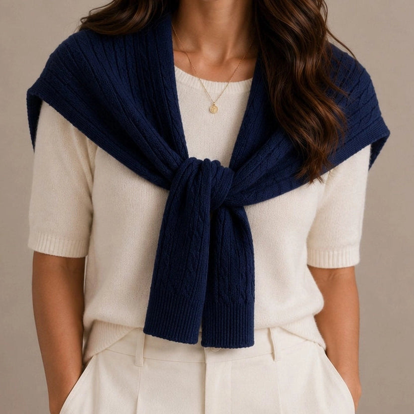 Nora Cable Knit Shoulder Wrap