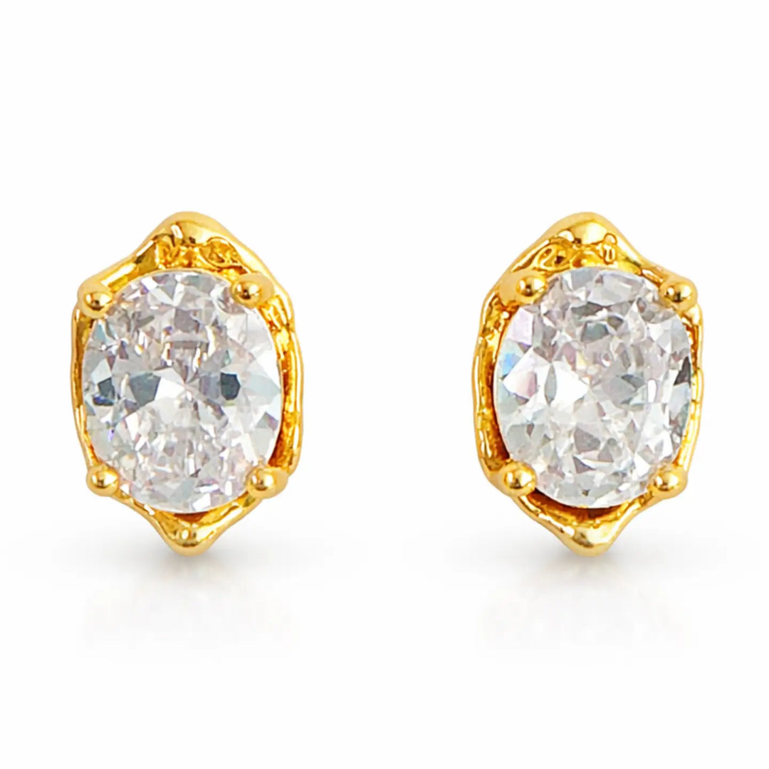 Oval Spark Stud Earrings