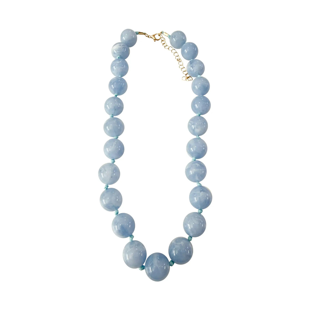 Mabry Chunky Beaded Necklace in Light Blue