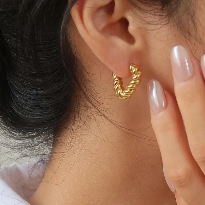 Prudence Twisted Heart Hoop Earrings