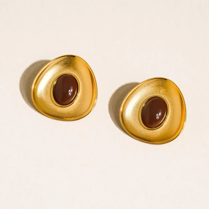 Vionnet Gemstone Oval Earrings