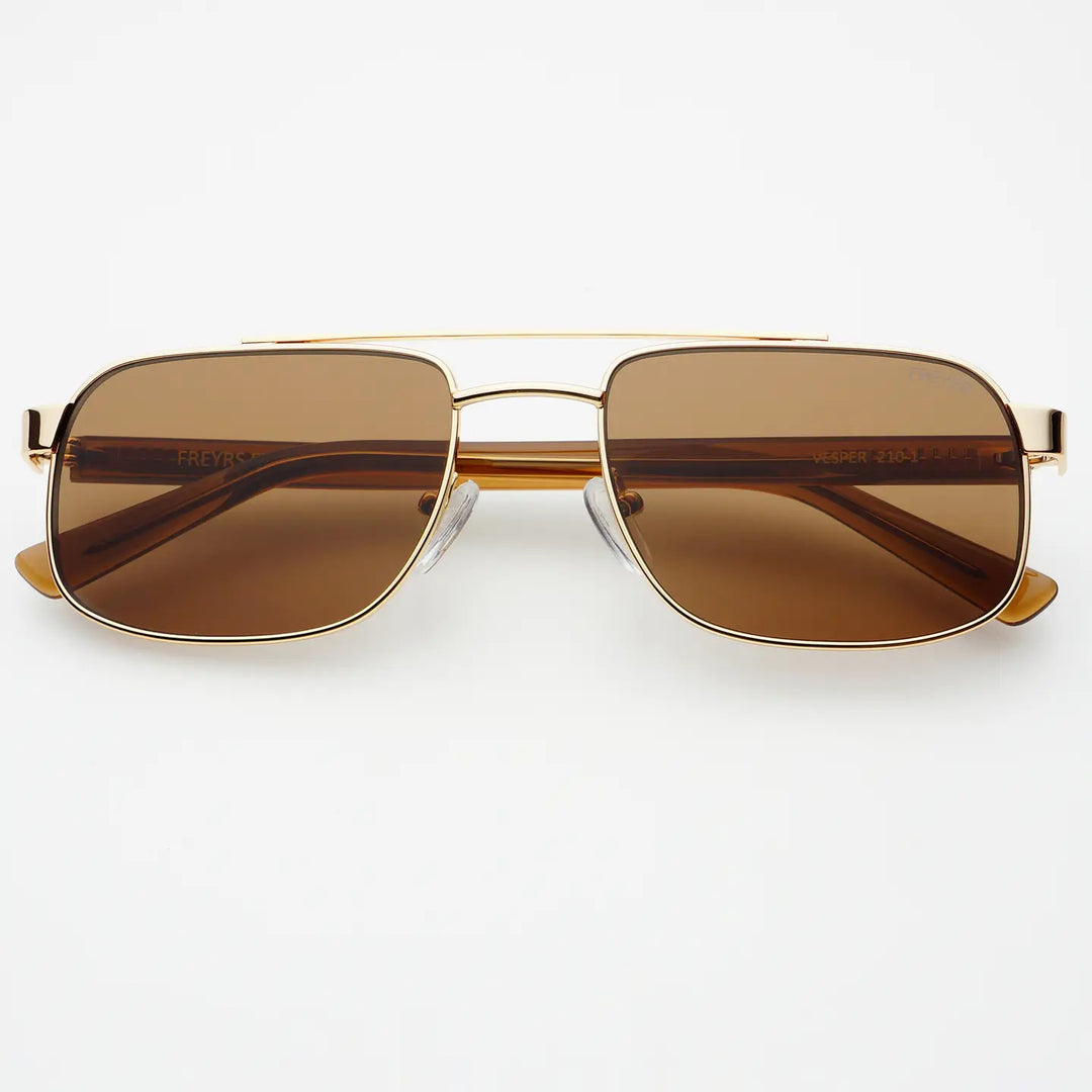 Freyrs Vesper Aviator in Gold / Solid Brown