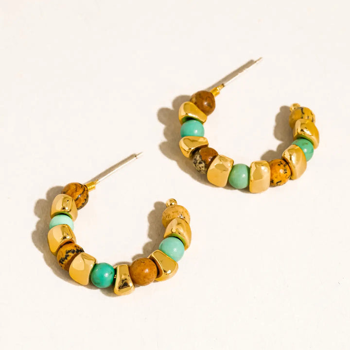 Noisette Boho Beaded Hoop Earrings