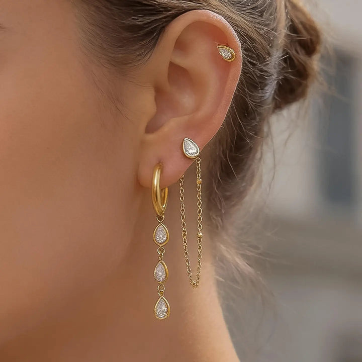 Finley Cz Chain Drop Earring Sets