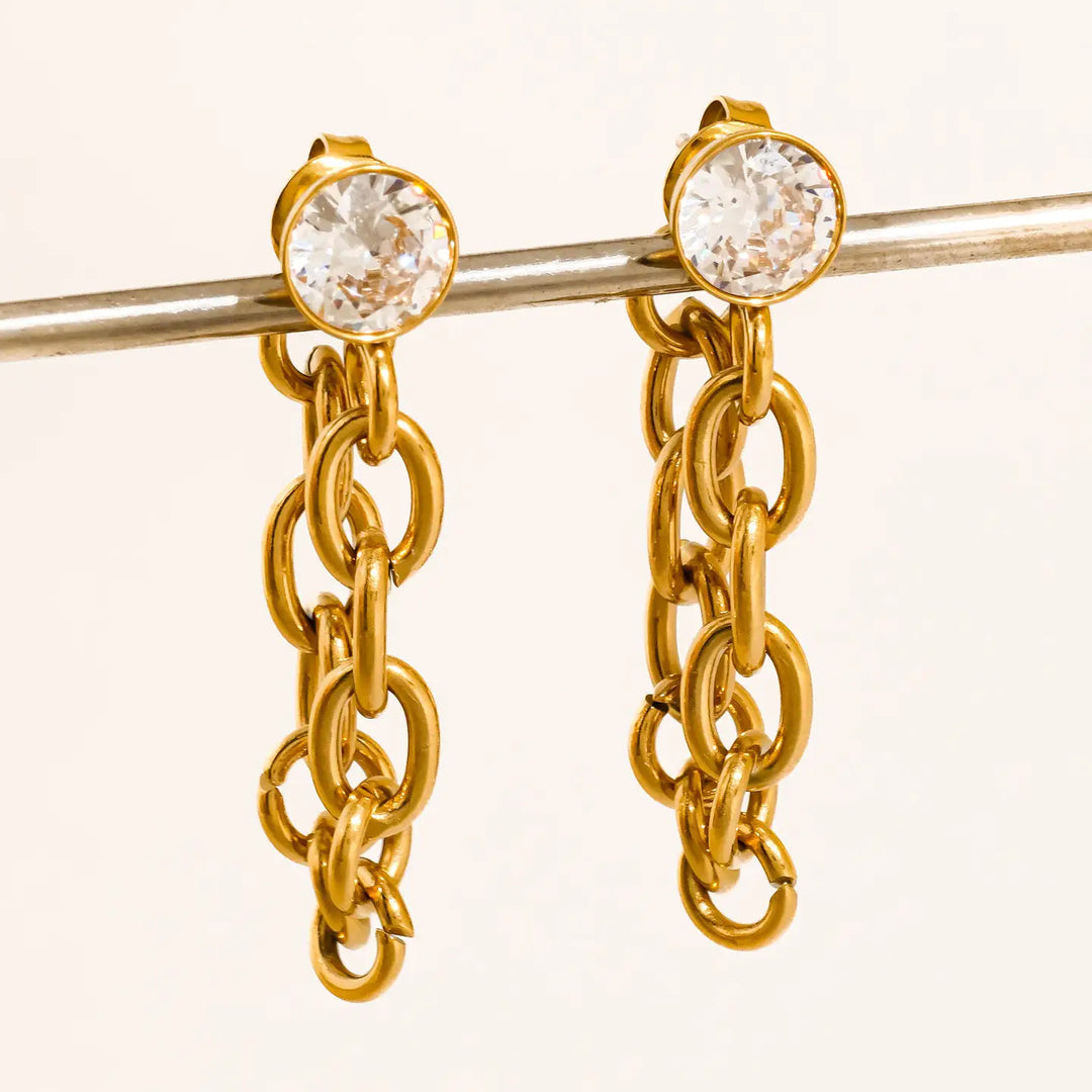Jazlynn Crystal Chain Drop Earrings