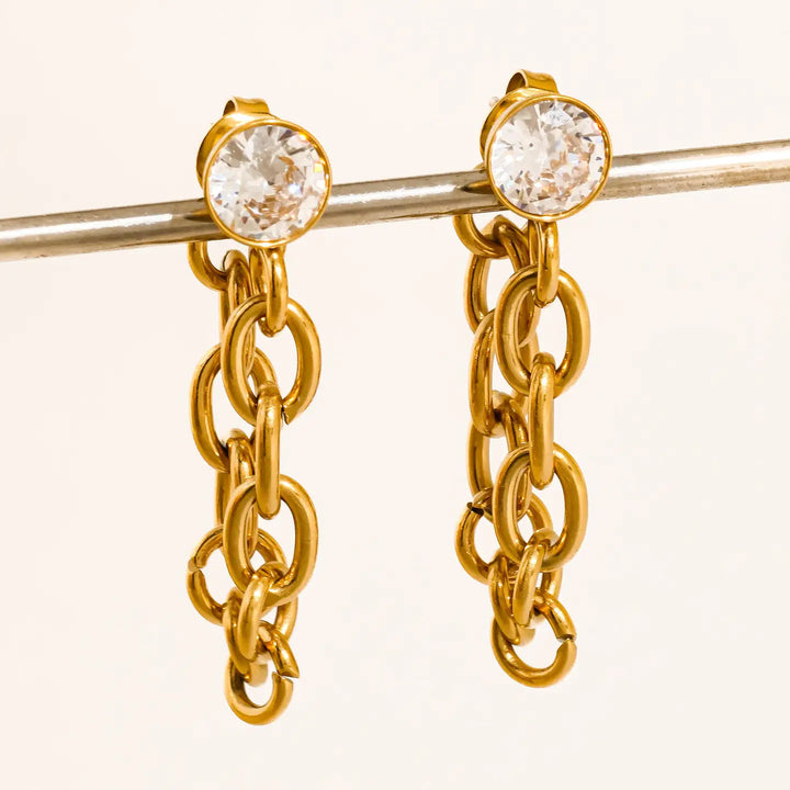 Jazlynn Crystal Chain Drop Earrings