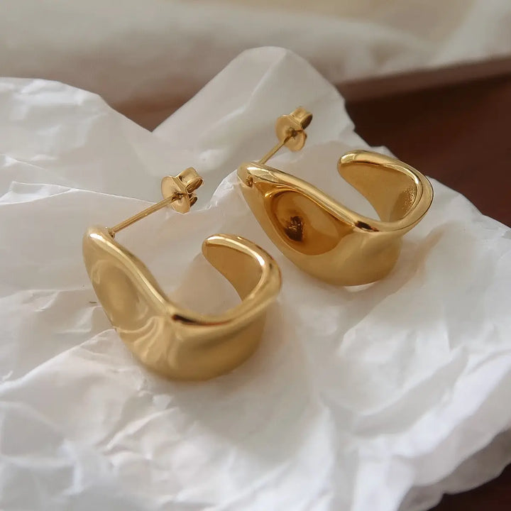 Ninelle Sculpted Wave Hoop Earrings