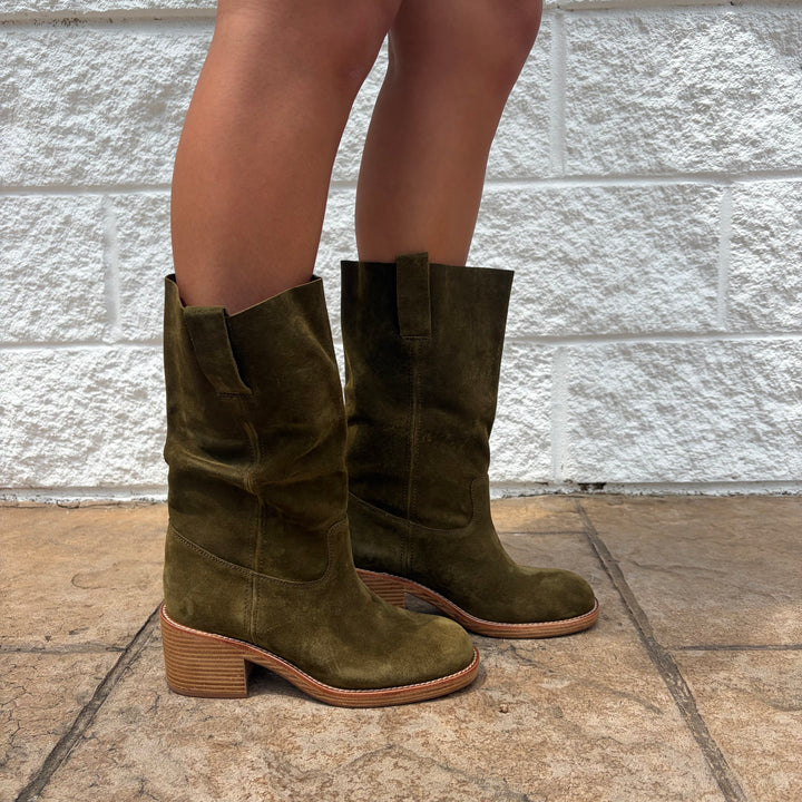 Jeffrey Campbell Camping Boot in Olive Suede