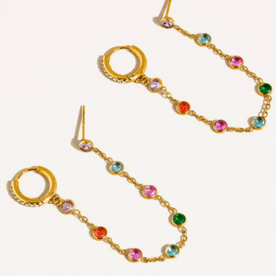 Daffira Crystal Chain Link Earrings