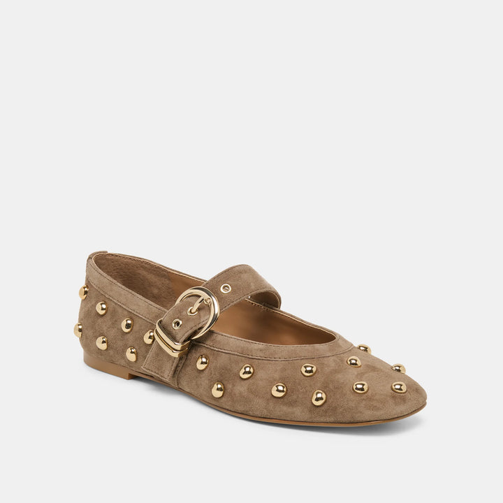 Dolce Vita Mikel Stud Ballet Flats Olive Suede