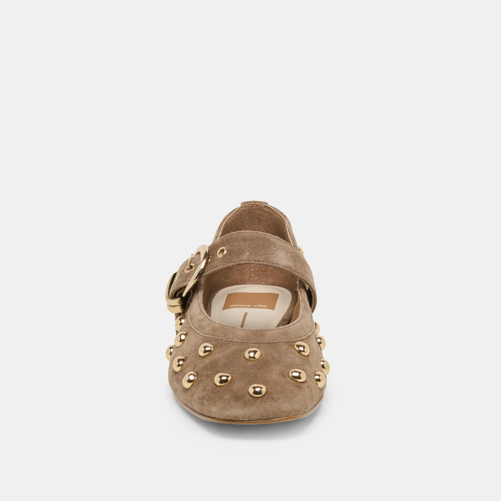 Dolce Vita Mikel Stud Ballet Flats Olive Suede