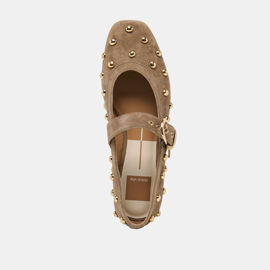 Dolce Vita Mikel Stud Ballet Flats Olive Suede