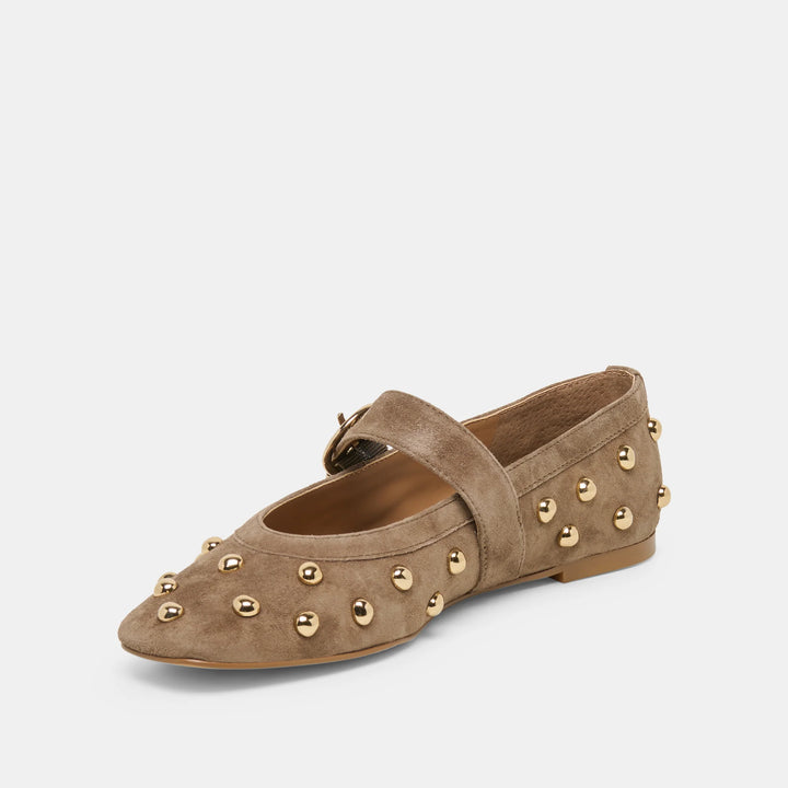 Dolce Vita Mikel Stud Ballet Flats Olive Suede