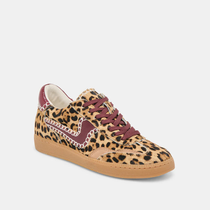 Dolce Vita Notice Stitch Sneakers Burgundy Leopard Calf Hair