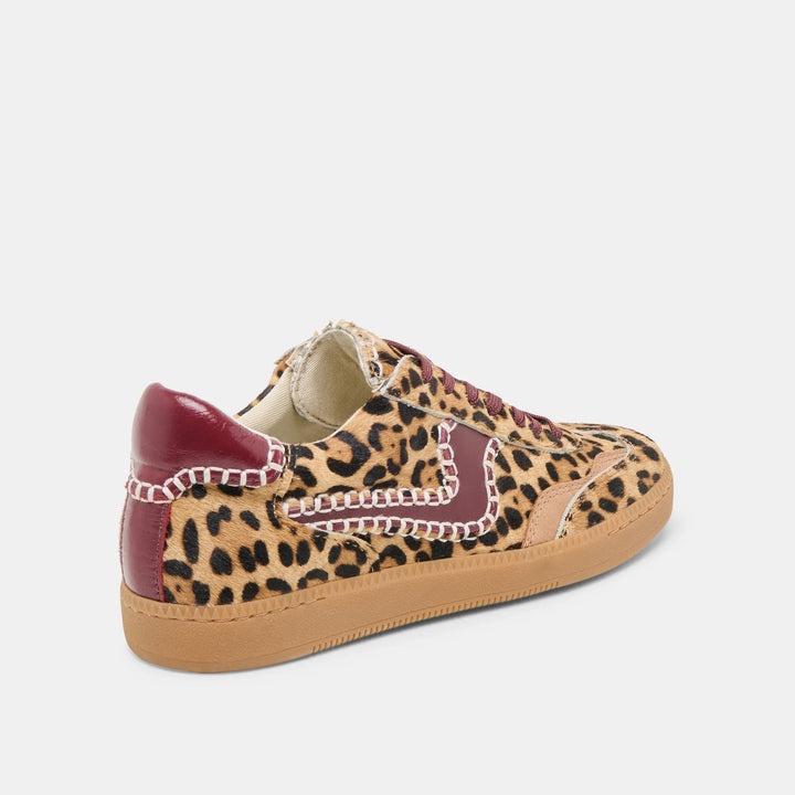 Dolce Vita Notice Stitch Sneakers Burgundy Leopard Calf Hair
