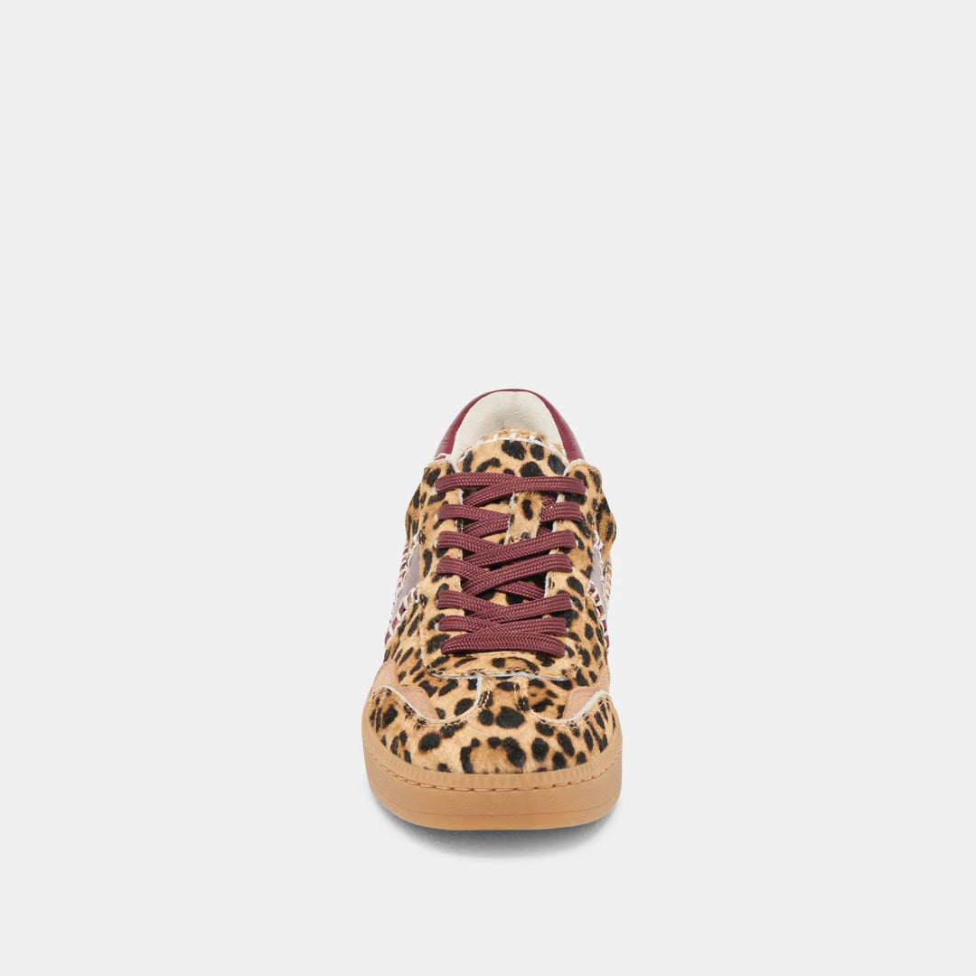 Dolce Vita Notice Stitch Sneakers Burgundy Leopard Calf Hair