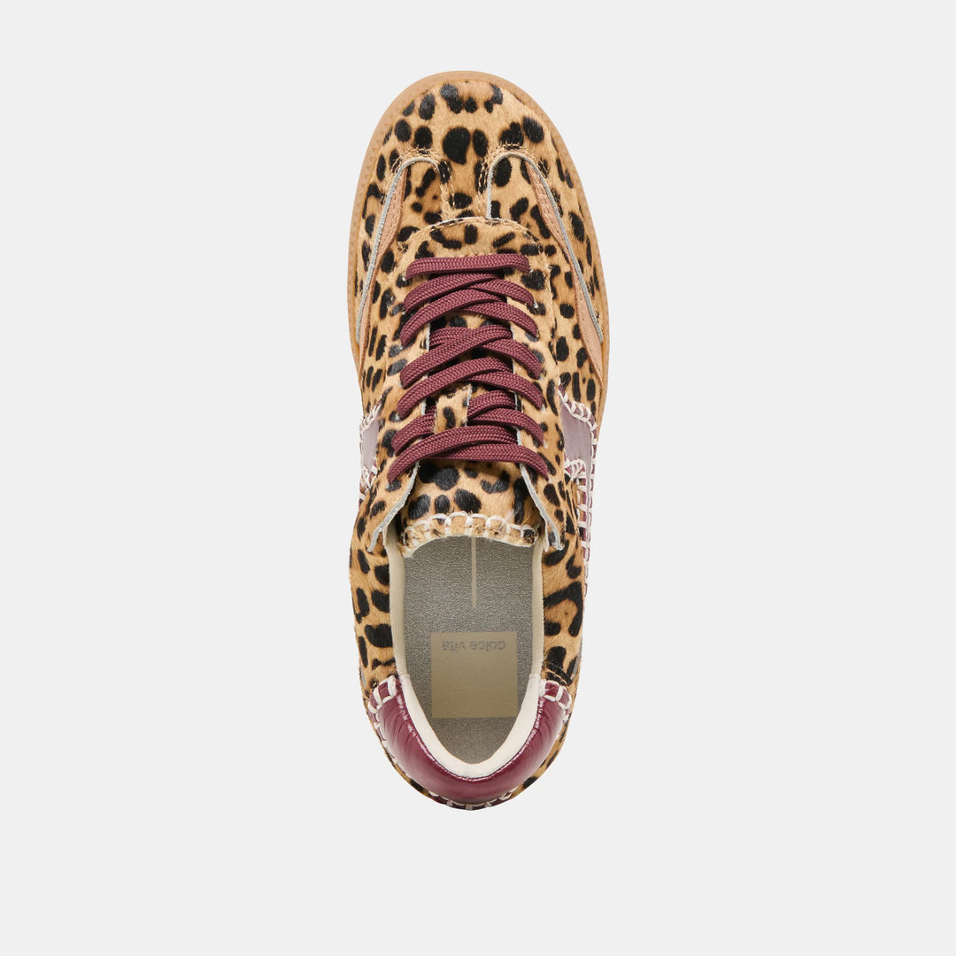 Dolce Vita Notice Stitch Sneakers Burgundy Leopard Calf Hair