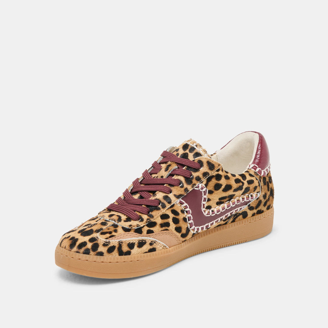 Dolce Vita Notice Stitch Sneakers Burgundy Leopard Calf Hair