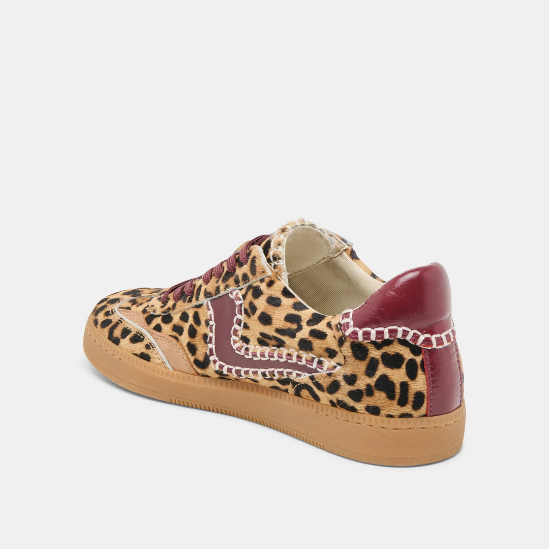 Dolce Vita Notice Stitch Sneakers Burgundy Leopard Calf Hair