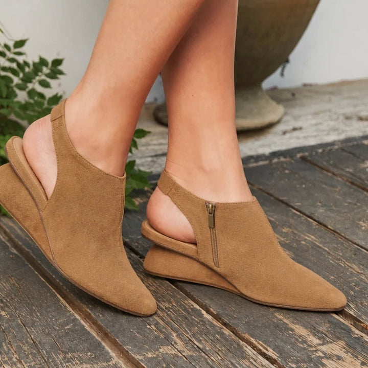 Antelope Drea Slingback Wedge in Taupe Suede