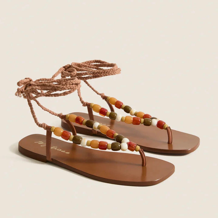 Matisse Elvie Beaded Ankle-Wrap Sandals