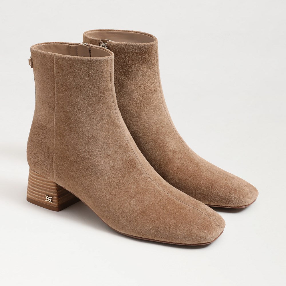 Paige Ankle Bootie, Almond Taupe Suede