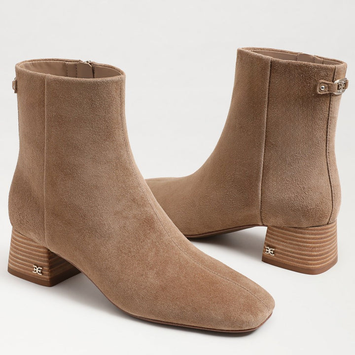 Paige Ankle Bootie, Almond Taupe Suede