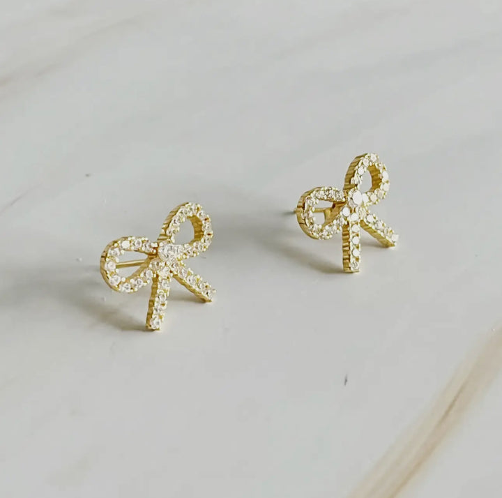 Shine Mini Bow Sterling Silver Earrings