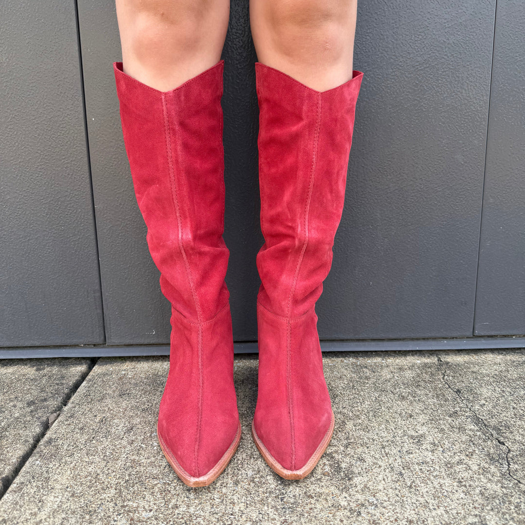 Free People SWAY LOW SLOUCH BOOT 2.0 in Red