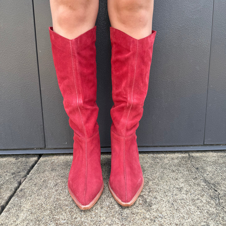 Free People SWAY LOW SLOUCH BOOT 2.0 in Red