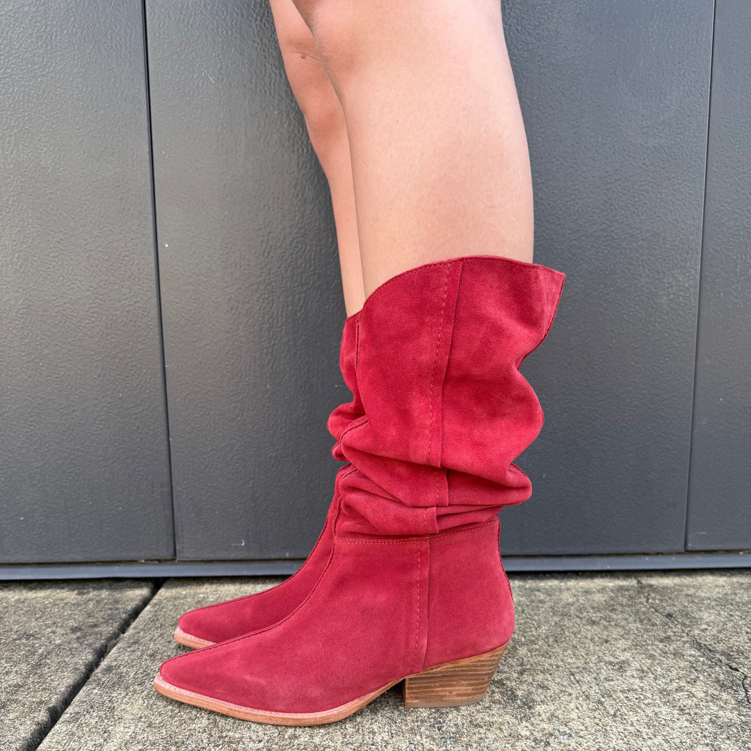 Free People SWAY LOW SLOUCH BOOT 2.0 in Red