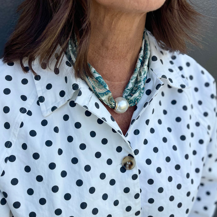 Pearl Magnetic Silk Scarf Necklace