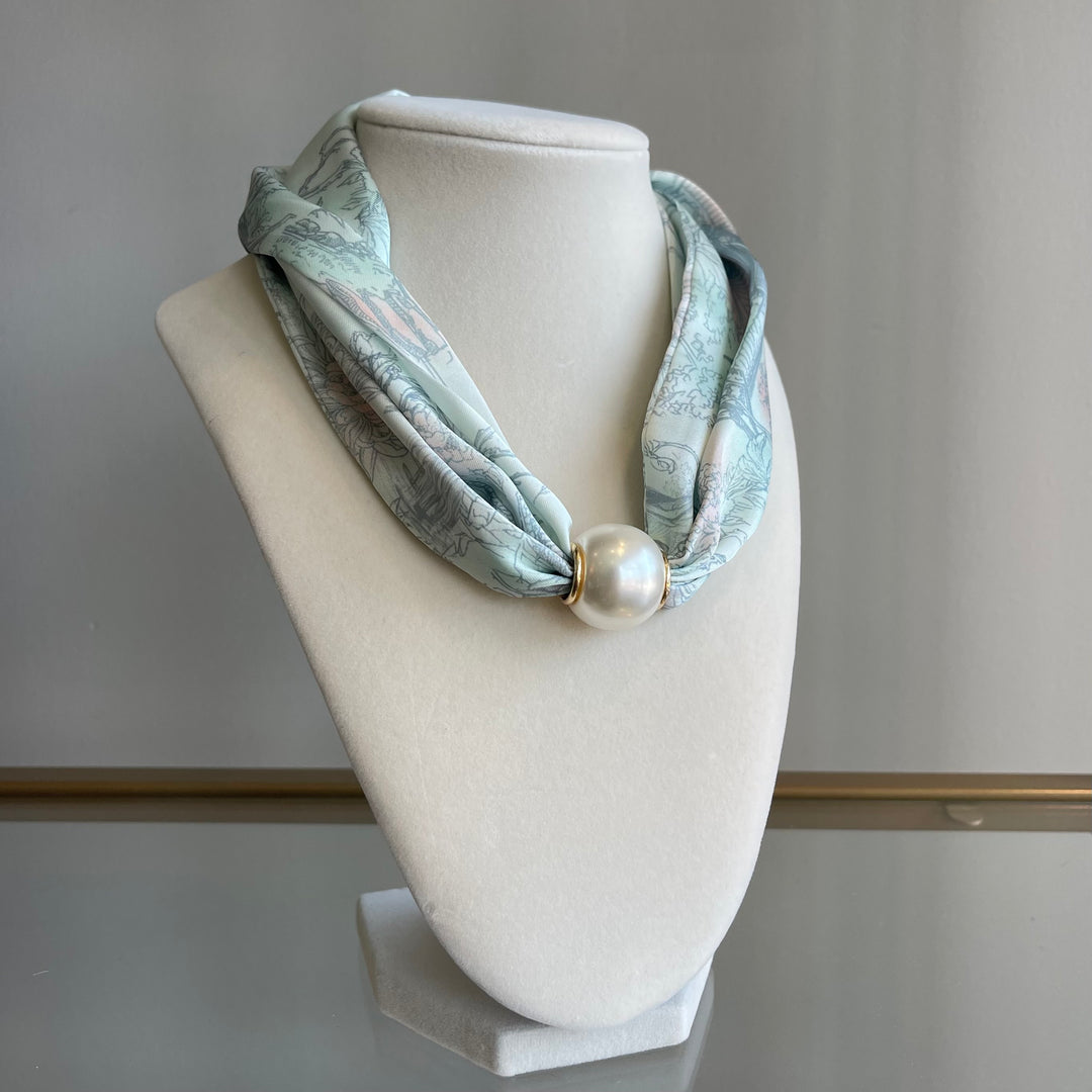 Pearl Magnetic Silk Scarf Necklace