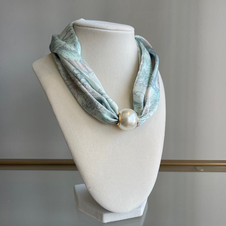 Pearl Magnetic Silk Scarf Necklace