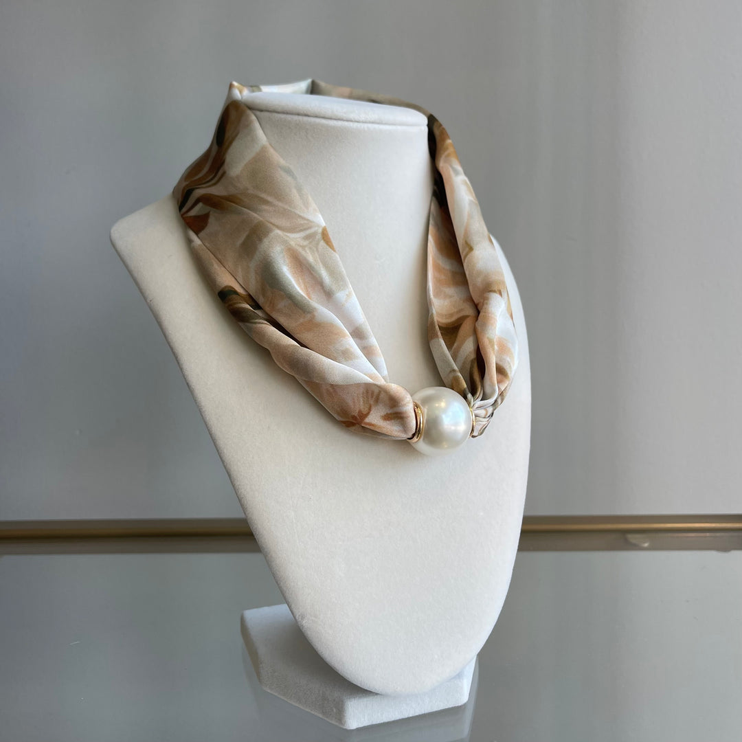 Pearl Magnetic Silk Scarf Necklace