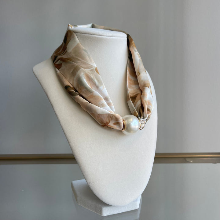 Pearl Magnetic Silk Scarf Necklace