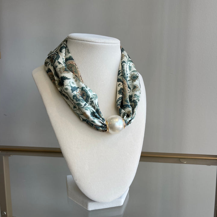 Pearl Magnetic Silk Scarf Necklace